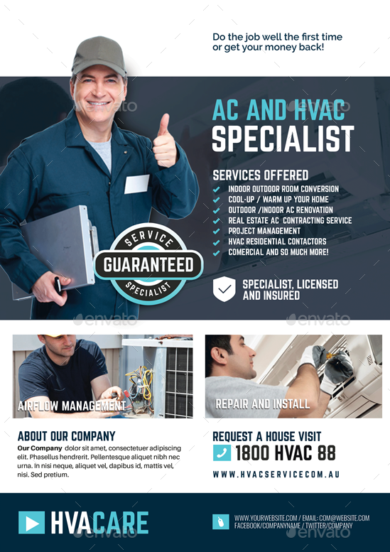 HVAC Repair and Maintenance Flyer by Artchery | GraphicRiver